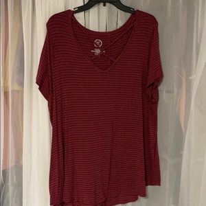 Maurices, Maroon & Black striped, 24/7 tee